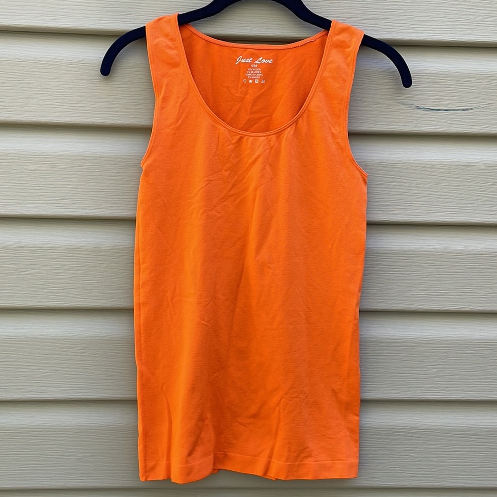 Orange Scoop Neck Racerback Tank Top